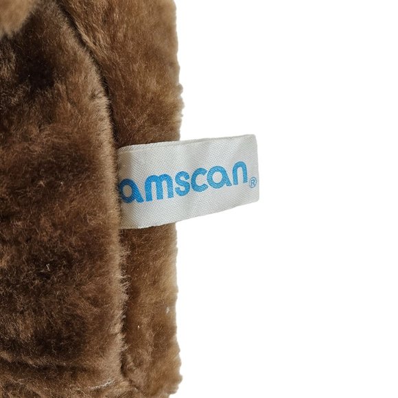 Vintage Amscan Bunny Rabbit Stuffed Animal Plush Beige Brown Zip Jumpsuit - Picture 8 of 9